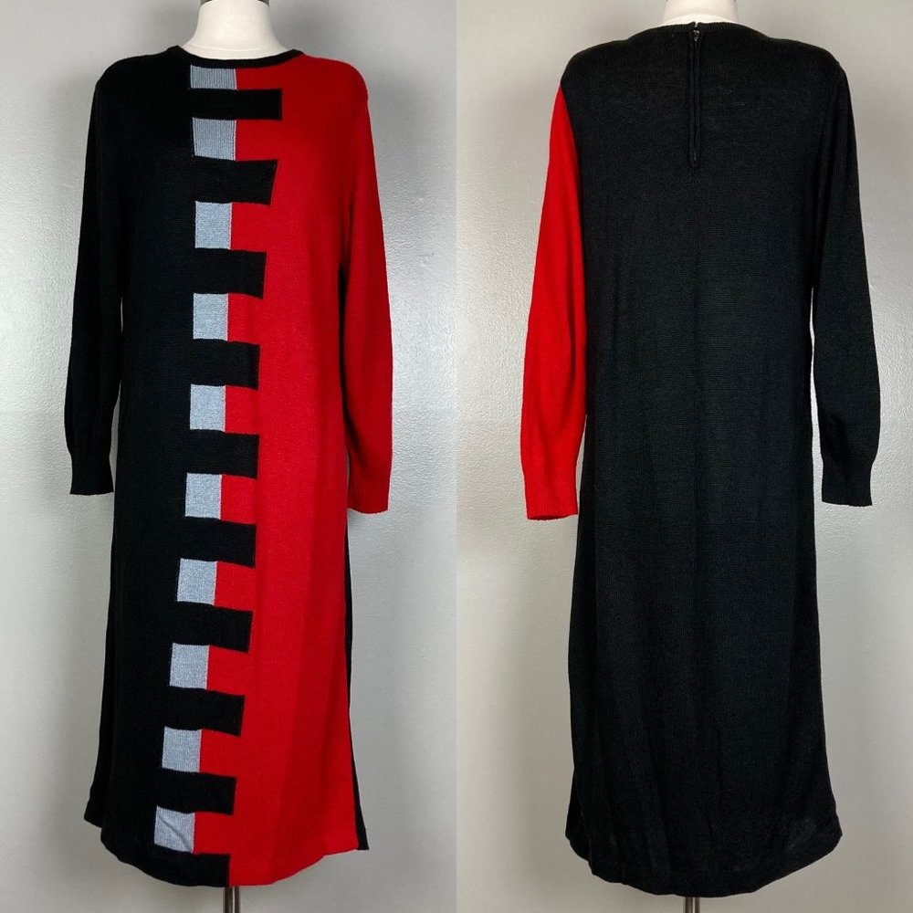 LAURA BY ALYZIA - 8 - VINTAGE Color Block Sweater Dress